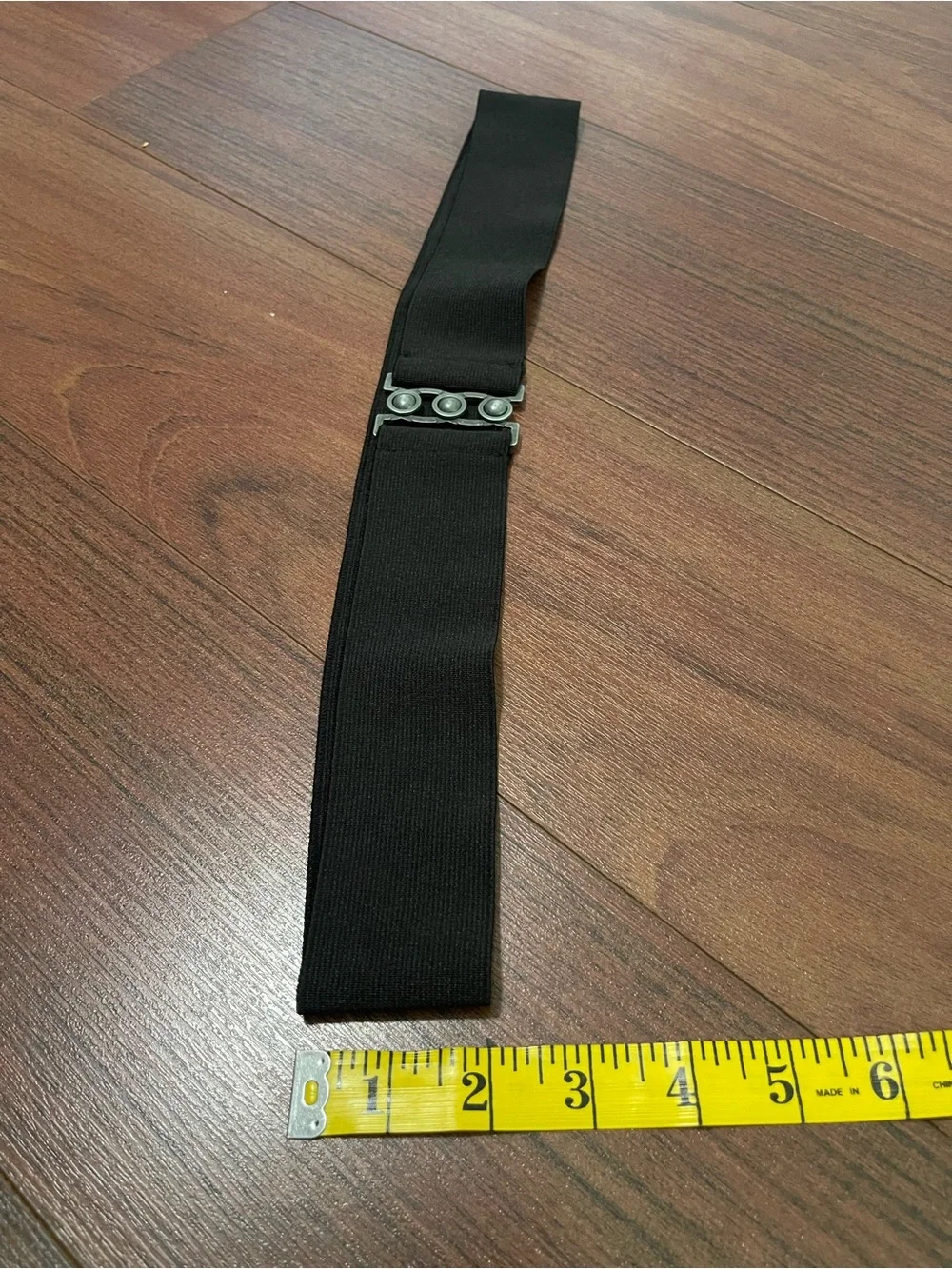 Vintage elastic silver clip waist belt band, black with pewter metal 90’s goth